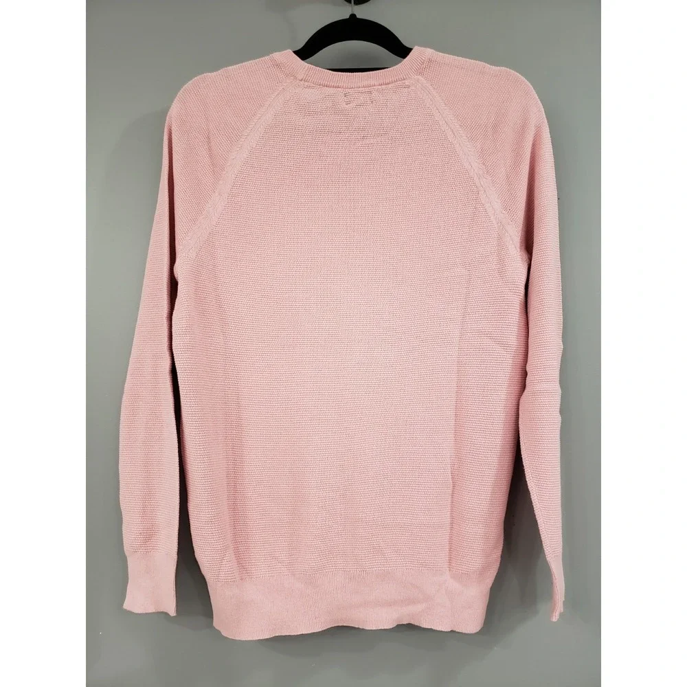 NEW LIGHTWEGIHT J Crew Mens PINK Waffle Knit Crewneck Sweater BABY SHOWER‎
